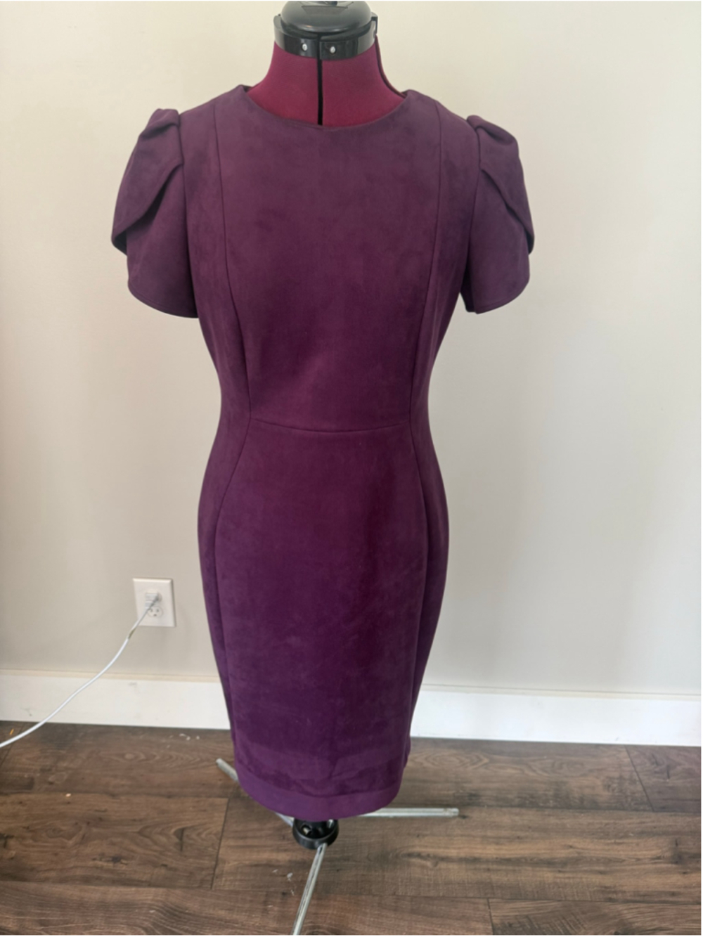 Calvin Klein Faux Suede Sheath Fall Plum 6